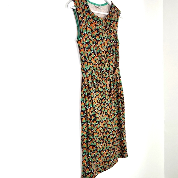 Boden DARCEY Twist Front WH649 Green Print Jersey Knit Sleeveless Size 12 Dress - Picture 3 of 10